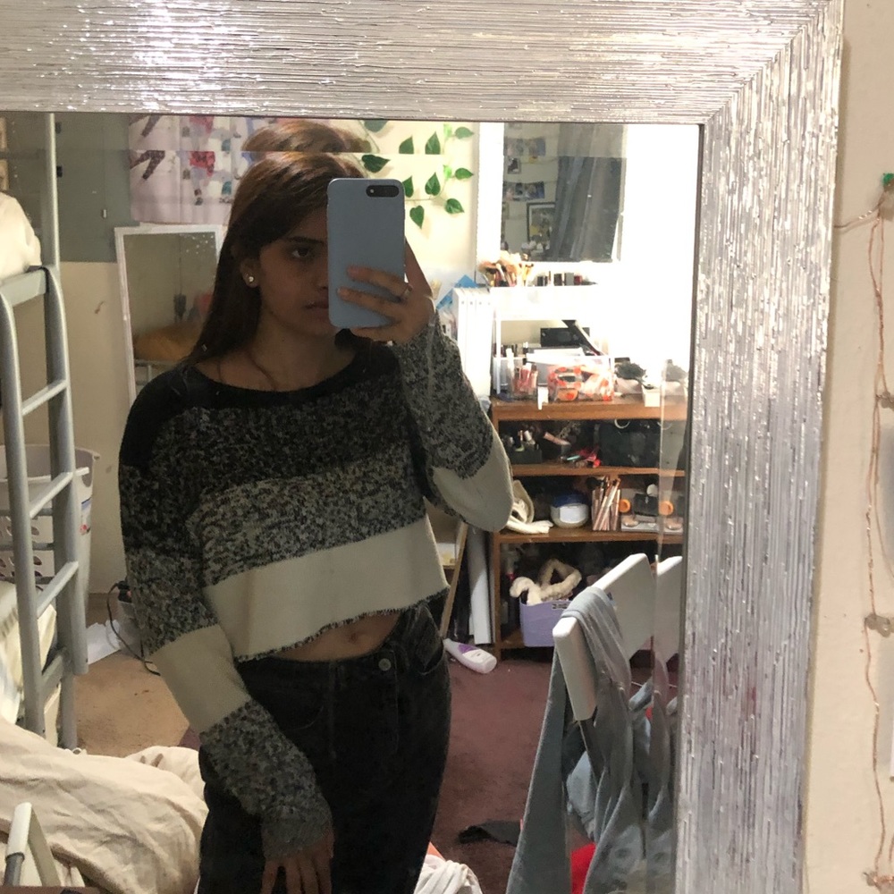 Striped cropped sweater
